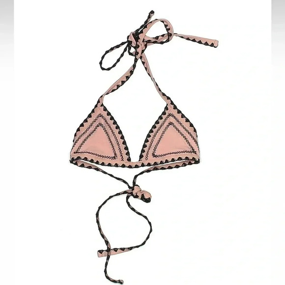 SAME Swim Catch String Bikini Top Rose & Black Size M Medium - Picture 2 of 5